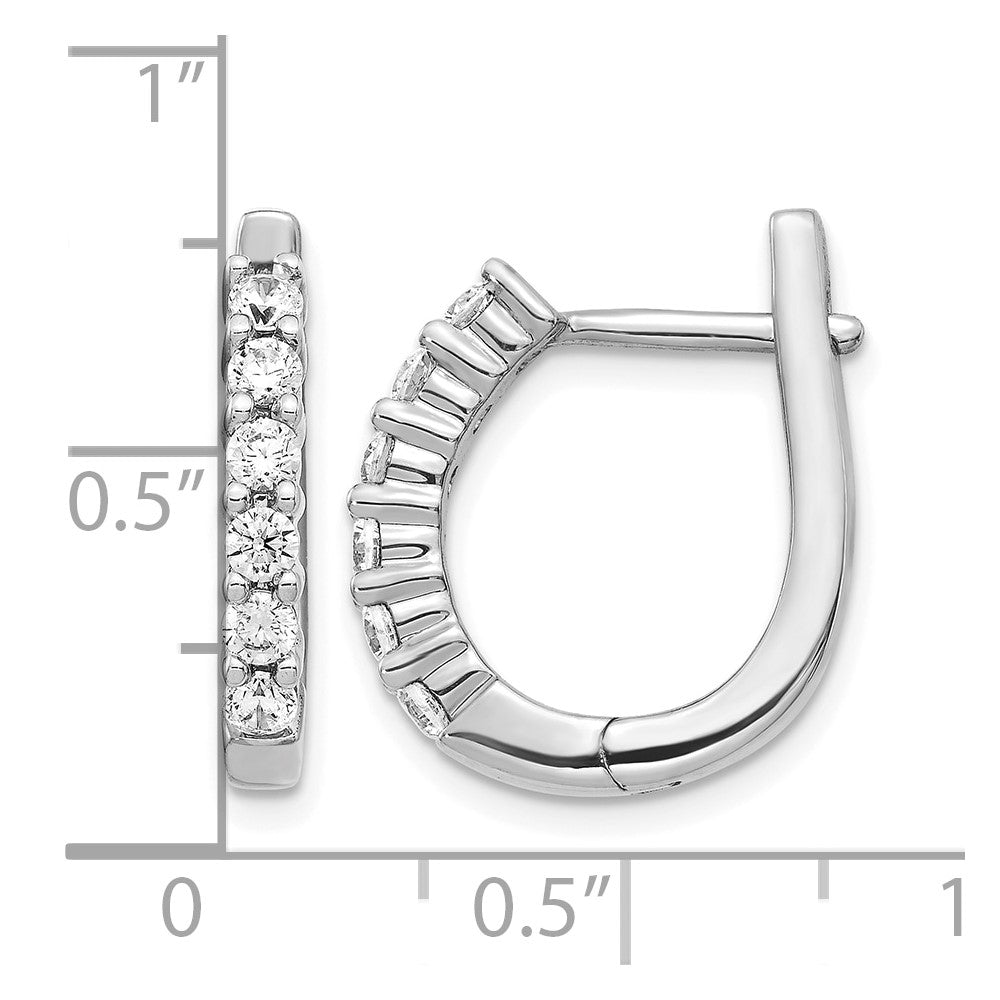 14k White Gold Diamond Hinged Hoop Earrings