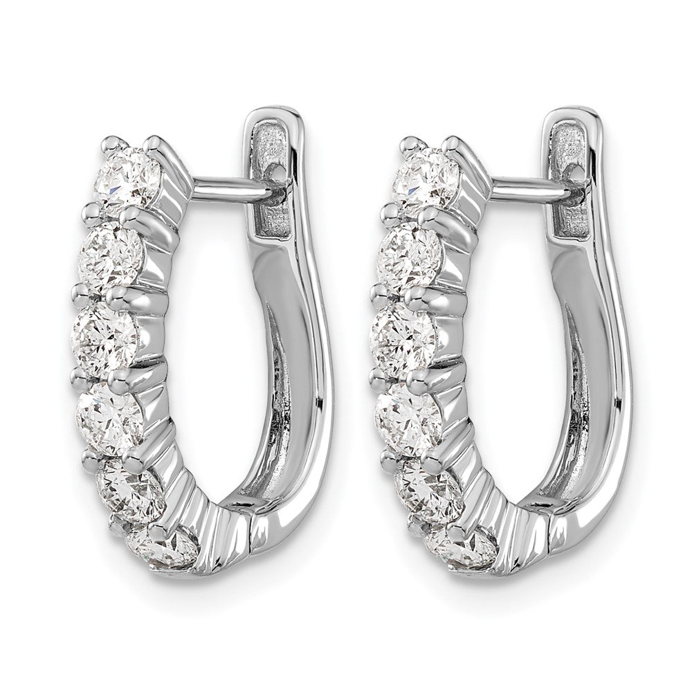 14k White Gold Diamond Hinged Hoop Earrings