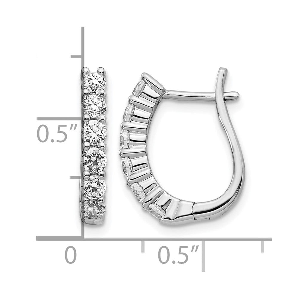 14k White Gold Diamond Hinged Hoop Earrings