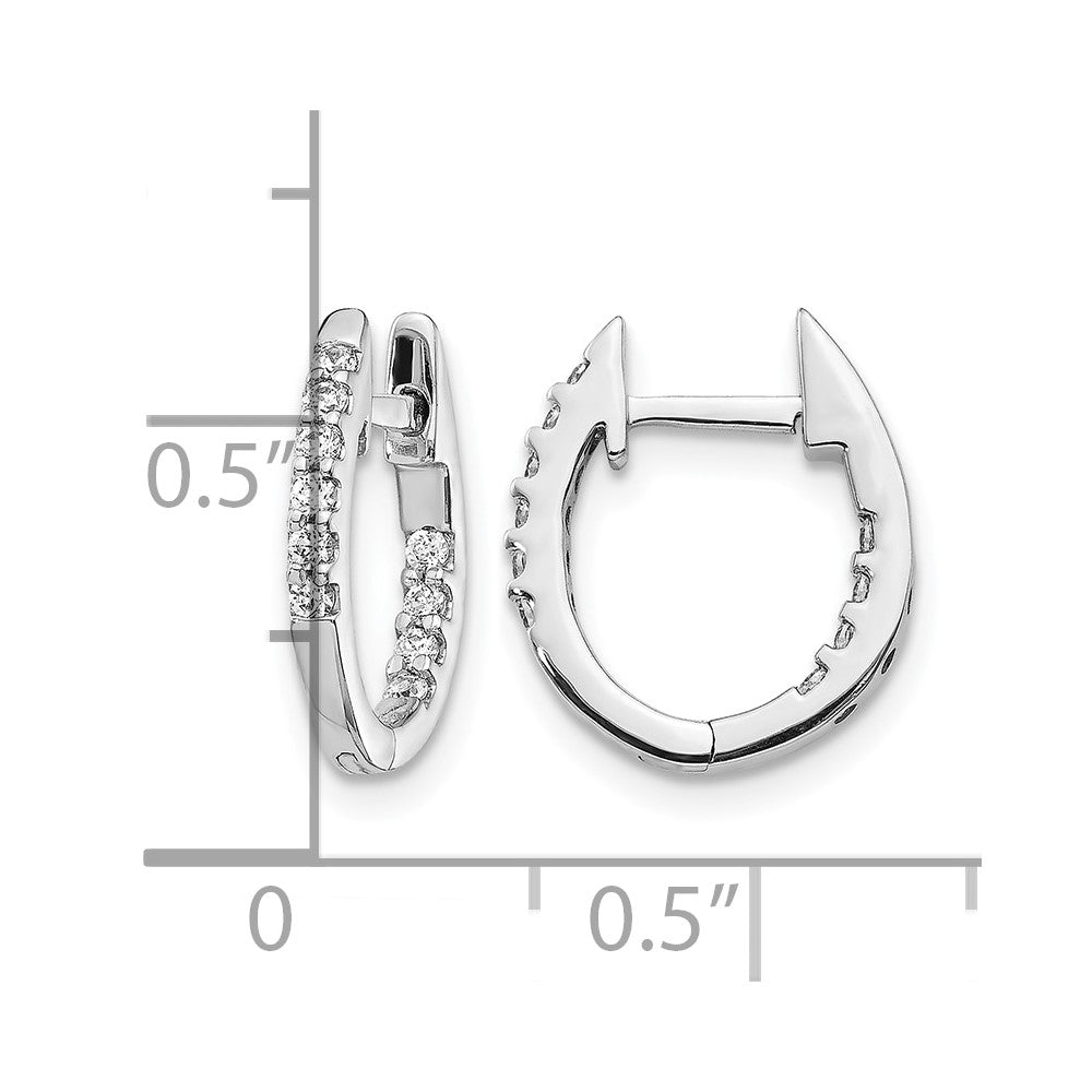 10k White Gold In/Out Diamond Hinged Hoop Earrings