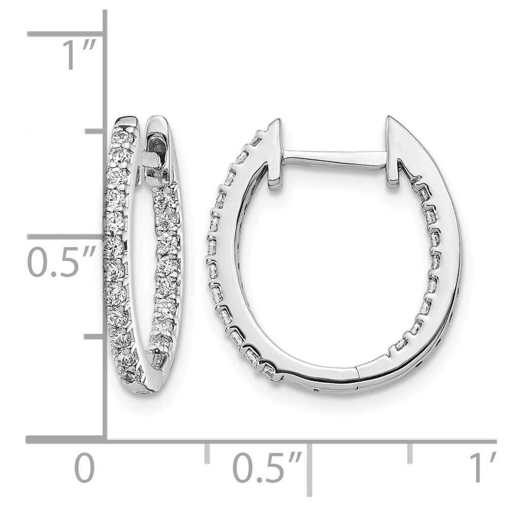10k White Gold In/Out Diamond Hinged Hoop Earrings