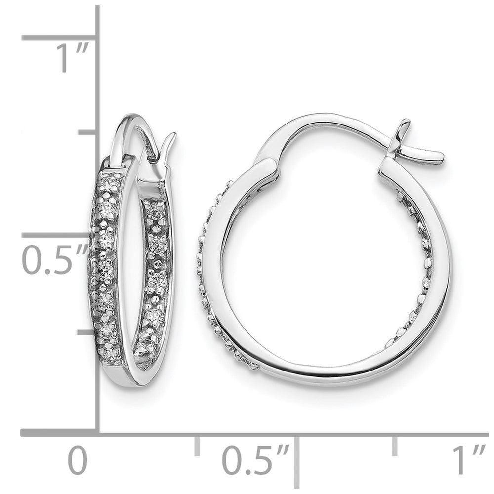 14k White Gold Diamond In/Out Hoop Earrings