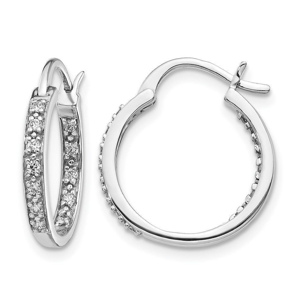 14k White Gold Diamond In/Out Hoop Earrings