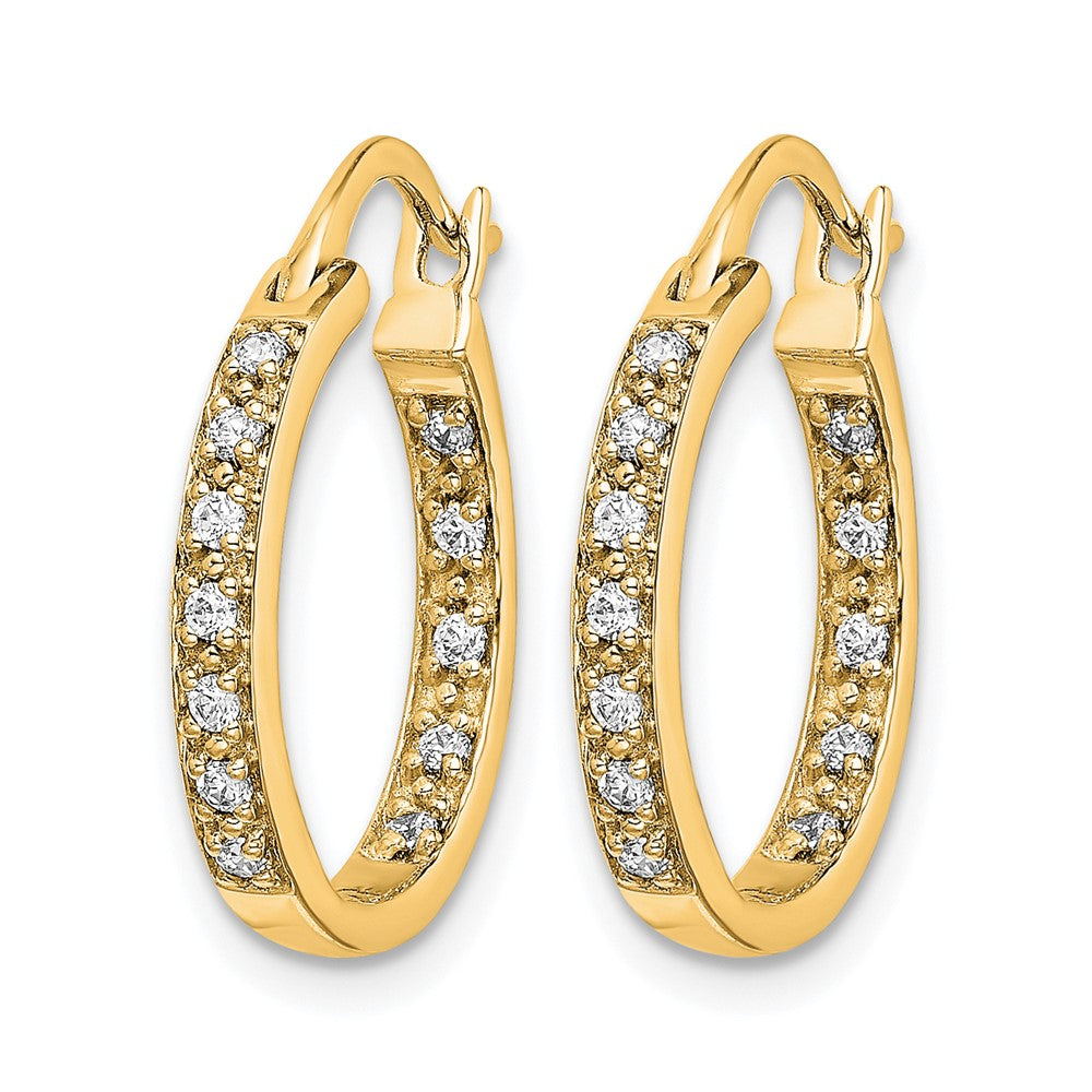 14k Diamond In/Out Hoop Earrings