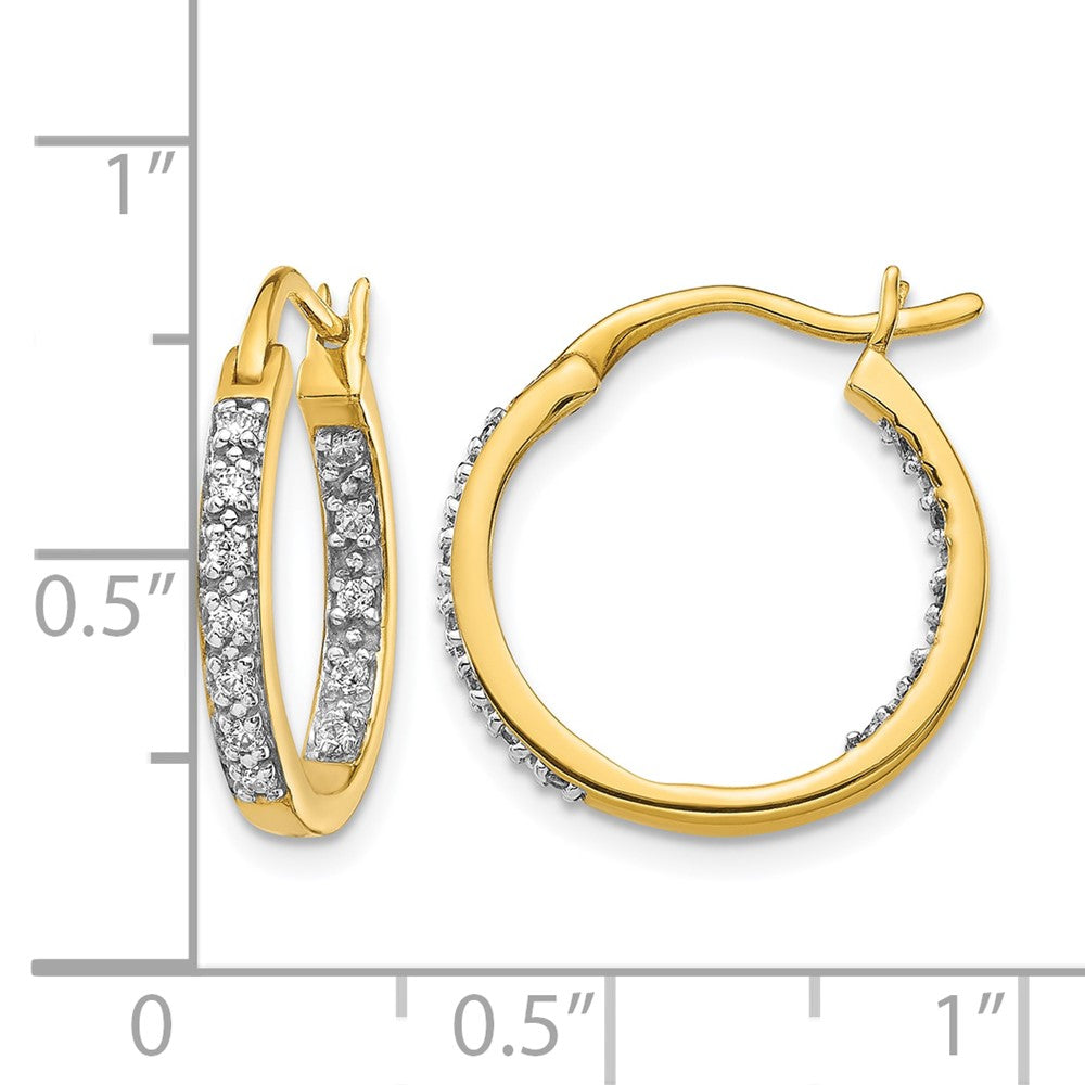 14k Diamond In/Out Hoop Earrings