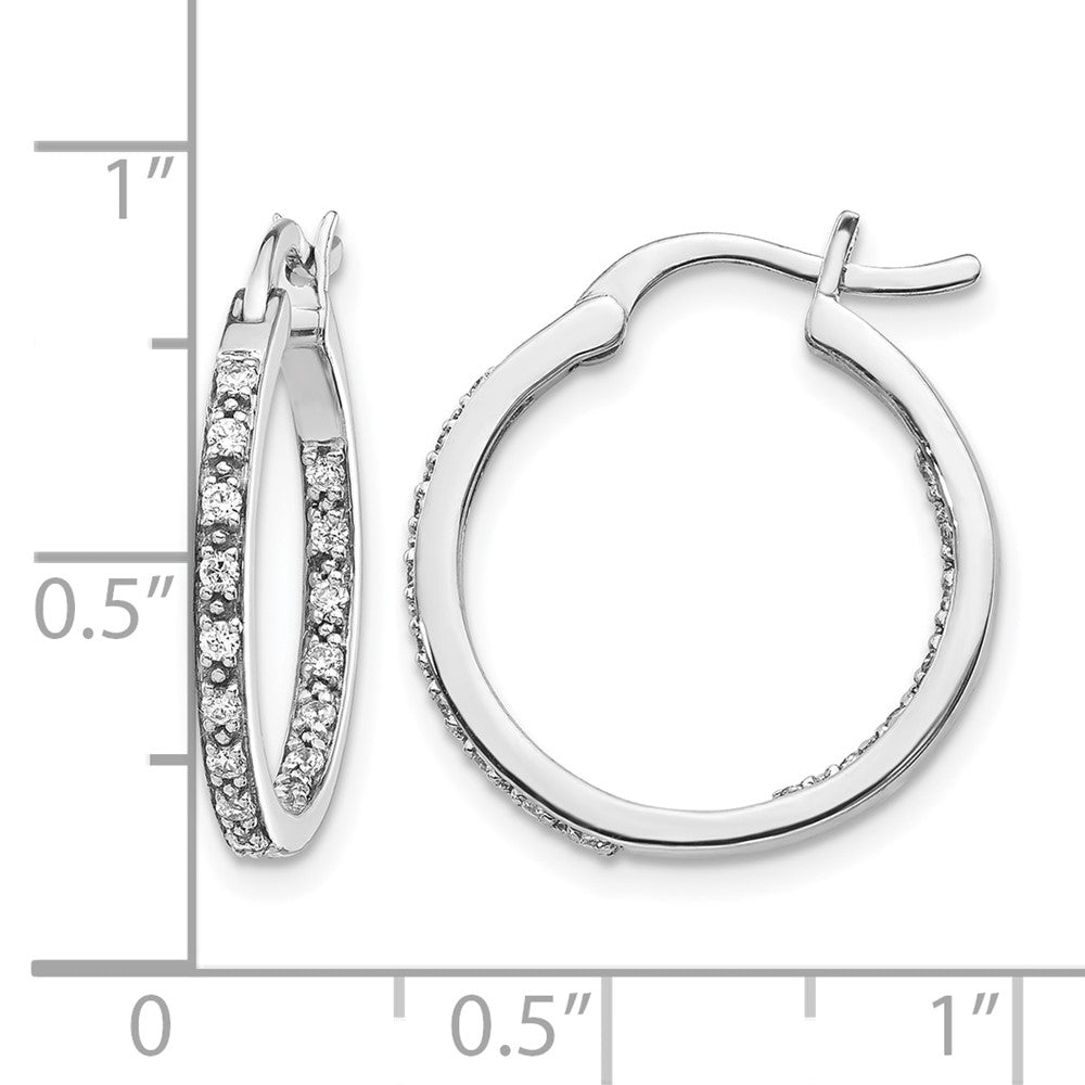 14k White Gold Diamond In/Out Hoop Earrings