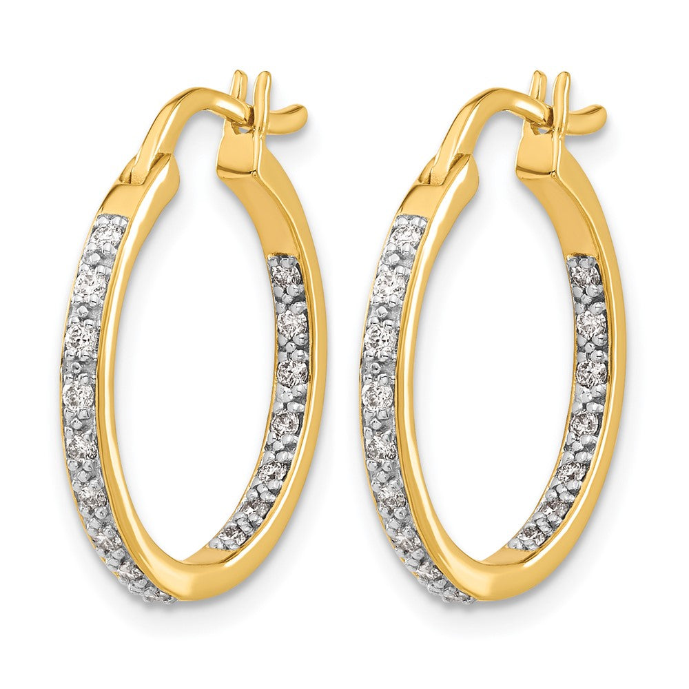 14k Diamond In/Out Hoop Earrings