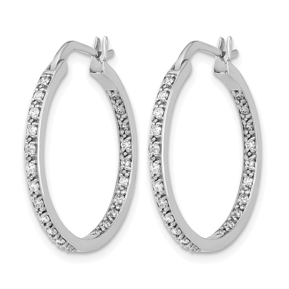 14k White Gold Diamond In/Out Hoop Earrings