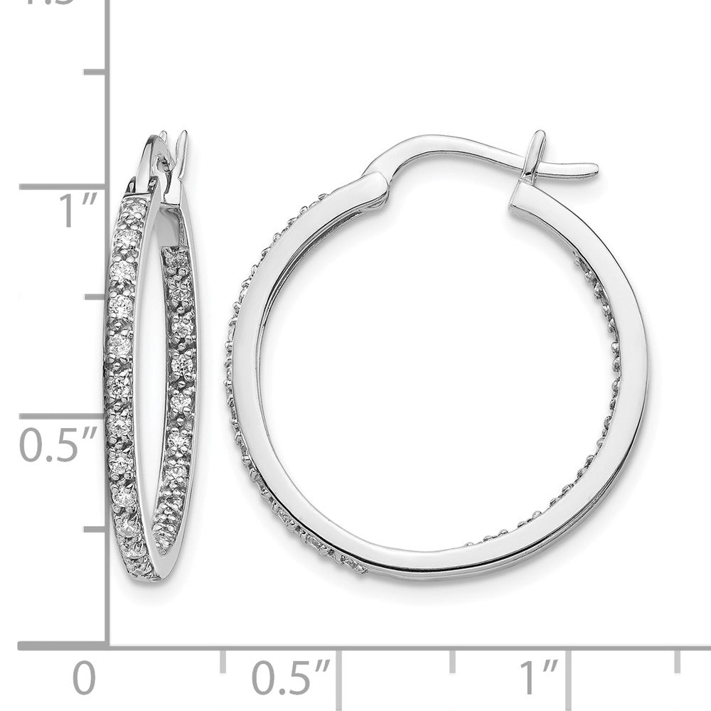 14k White Gold Diamond In/Out Hoop Earrings