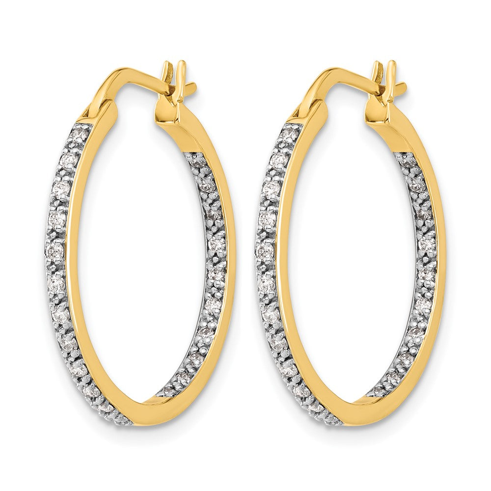 14k Diamond In/Out Hoop Earrings