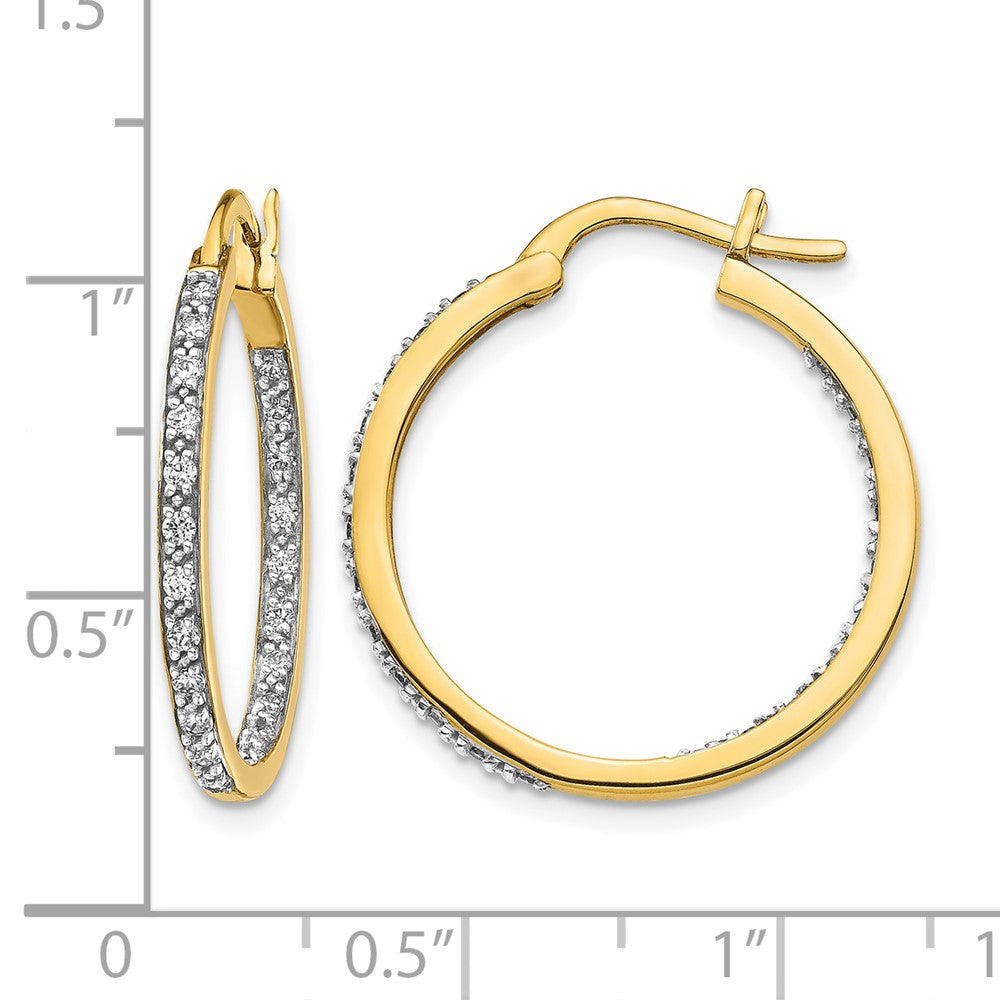 14k Diamond In/Out Hoop Earrings