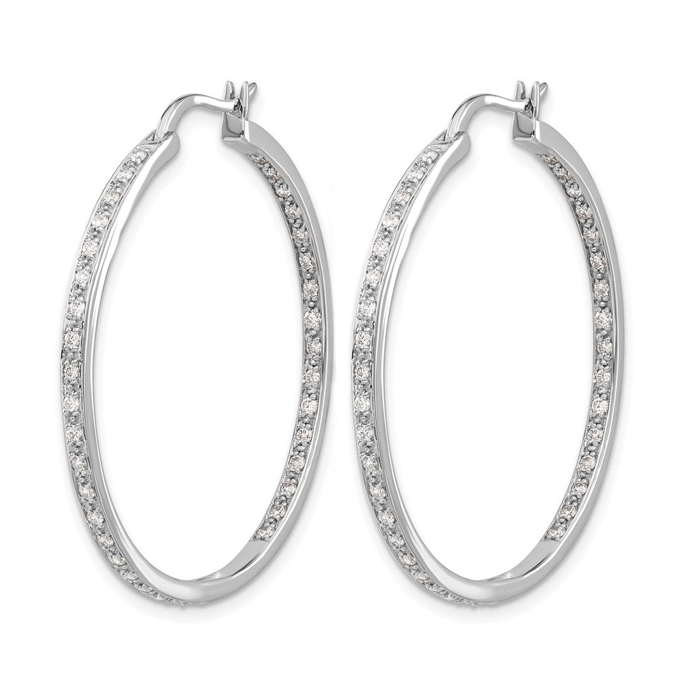 14k White Gold Diamond In/Out Hoop Earrings