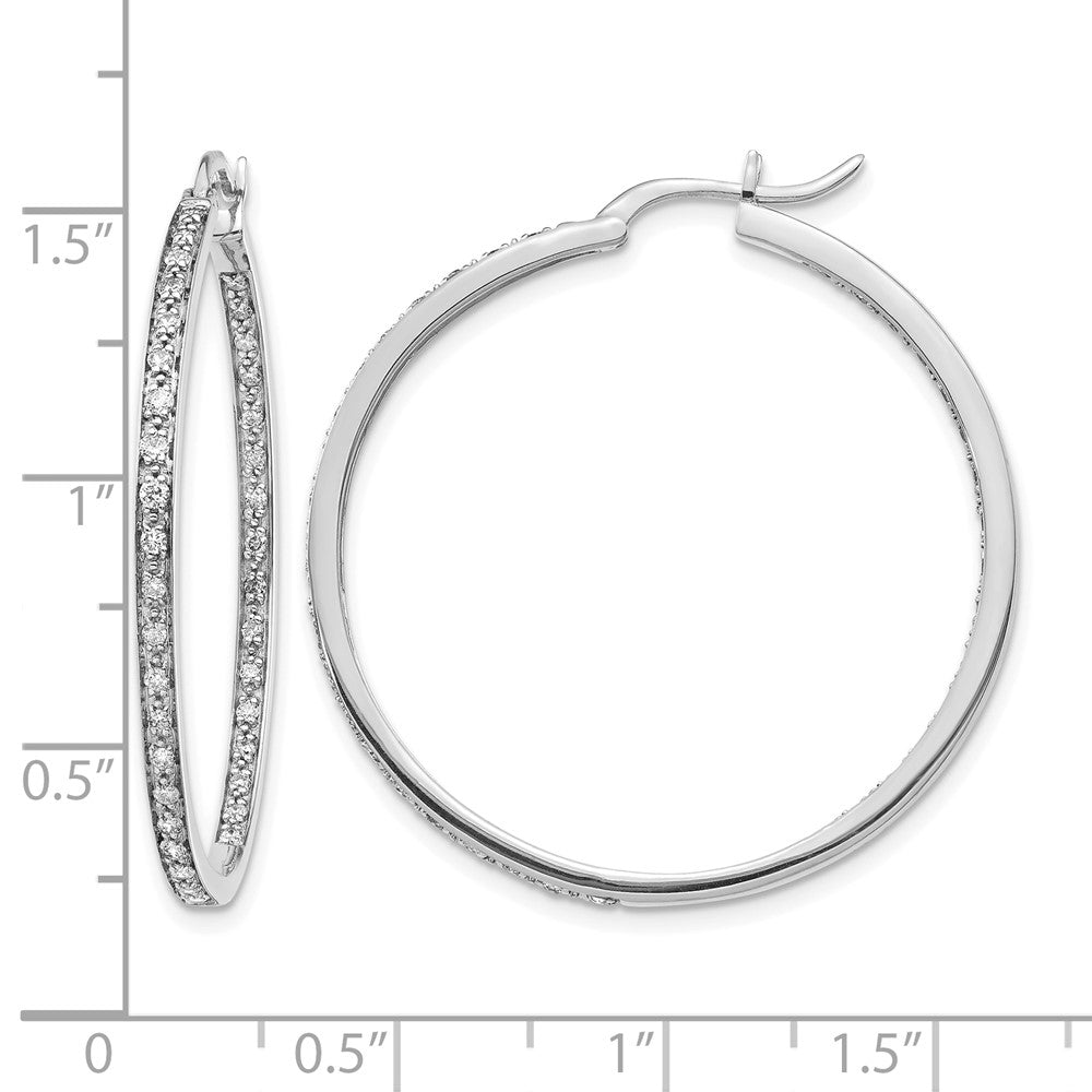 14k White Gold Diamond In/Out Hoop Earrings