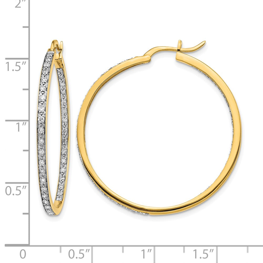 14k Diamond In/Out Hoop Earrings
