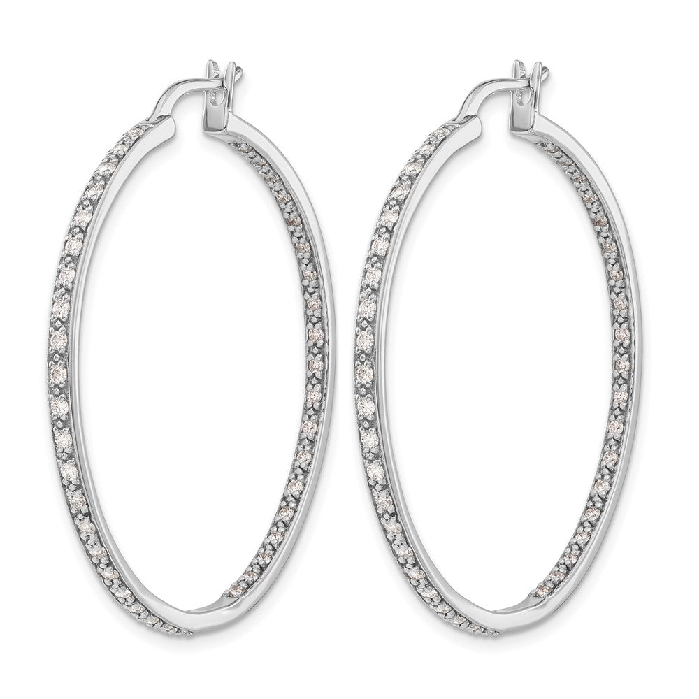 14k White Gold Diamond In/Out Hoop Earrings