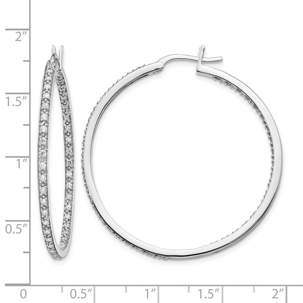 14k White Gold Diamond In/Out Hoop Earrings