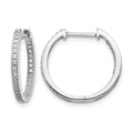 10k White Gold Polished Diamond In/Out Hinged Hoop Earrings