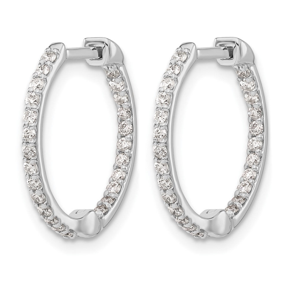 14k White Gold Diamond In/Out Hinged Hoop Earrings