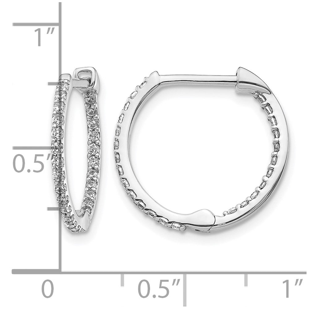 14k White Gold Diamond In/Out Hinged Hoop Earrings