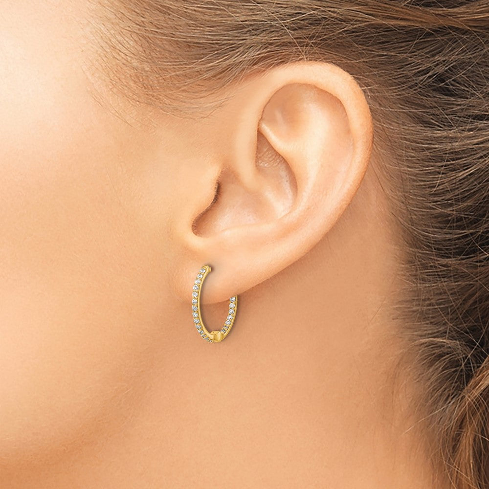 14k Diamond In/Out Hinged Hoop Earrings