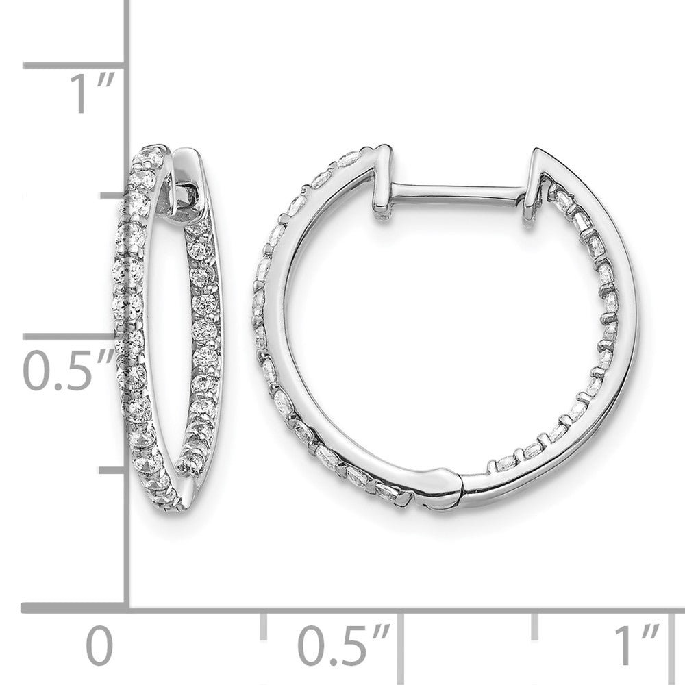 14k White Gold Diamond In/Out Hinged Hoop Earrings
