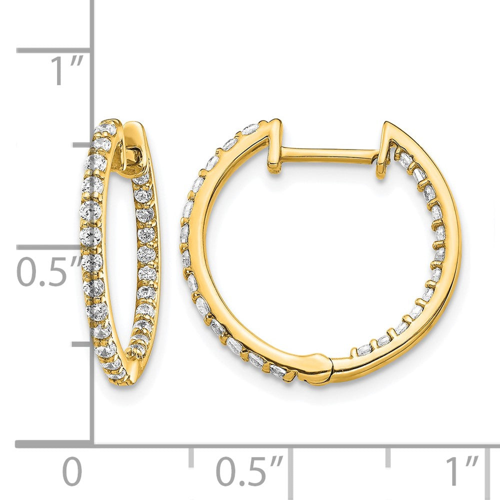 14k Diamond In/Out Hinged Hoop Earrings