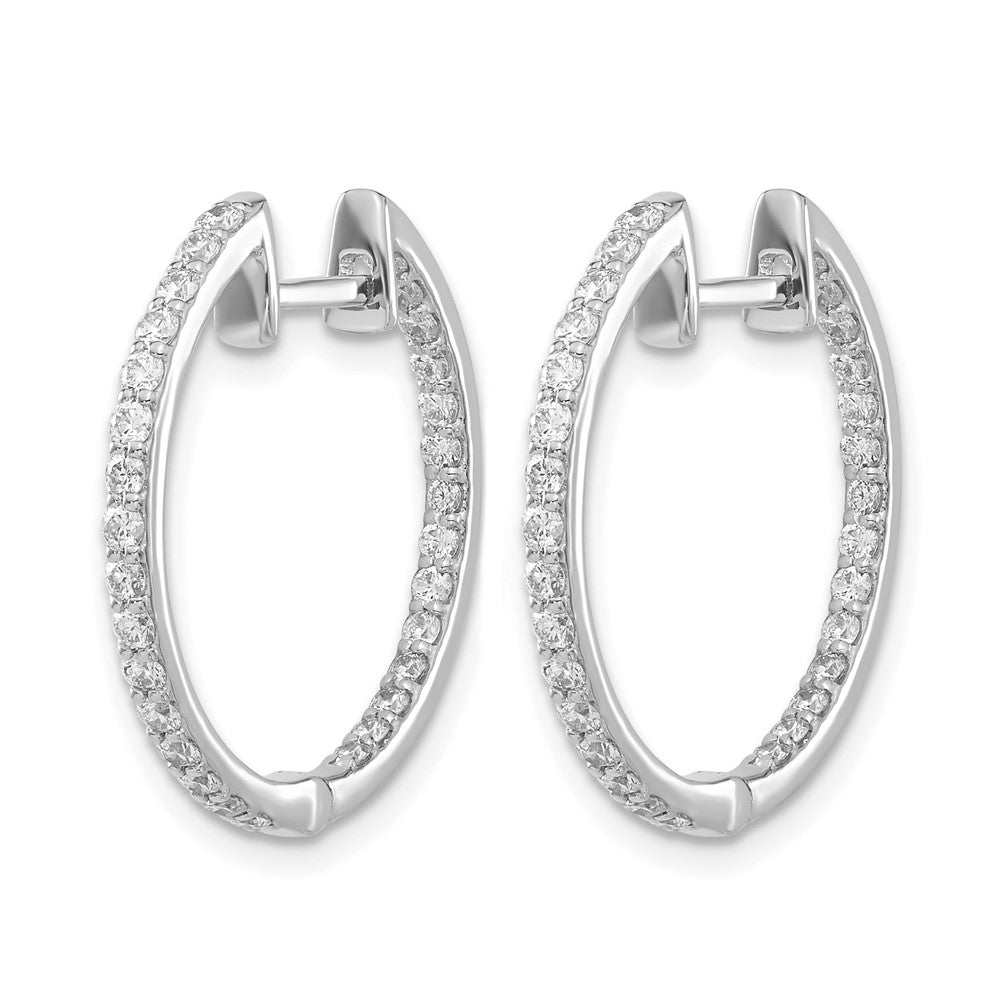 14k White Gold Diamond In/Out Hinged Hoop Earrings