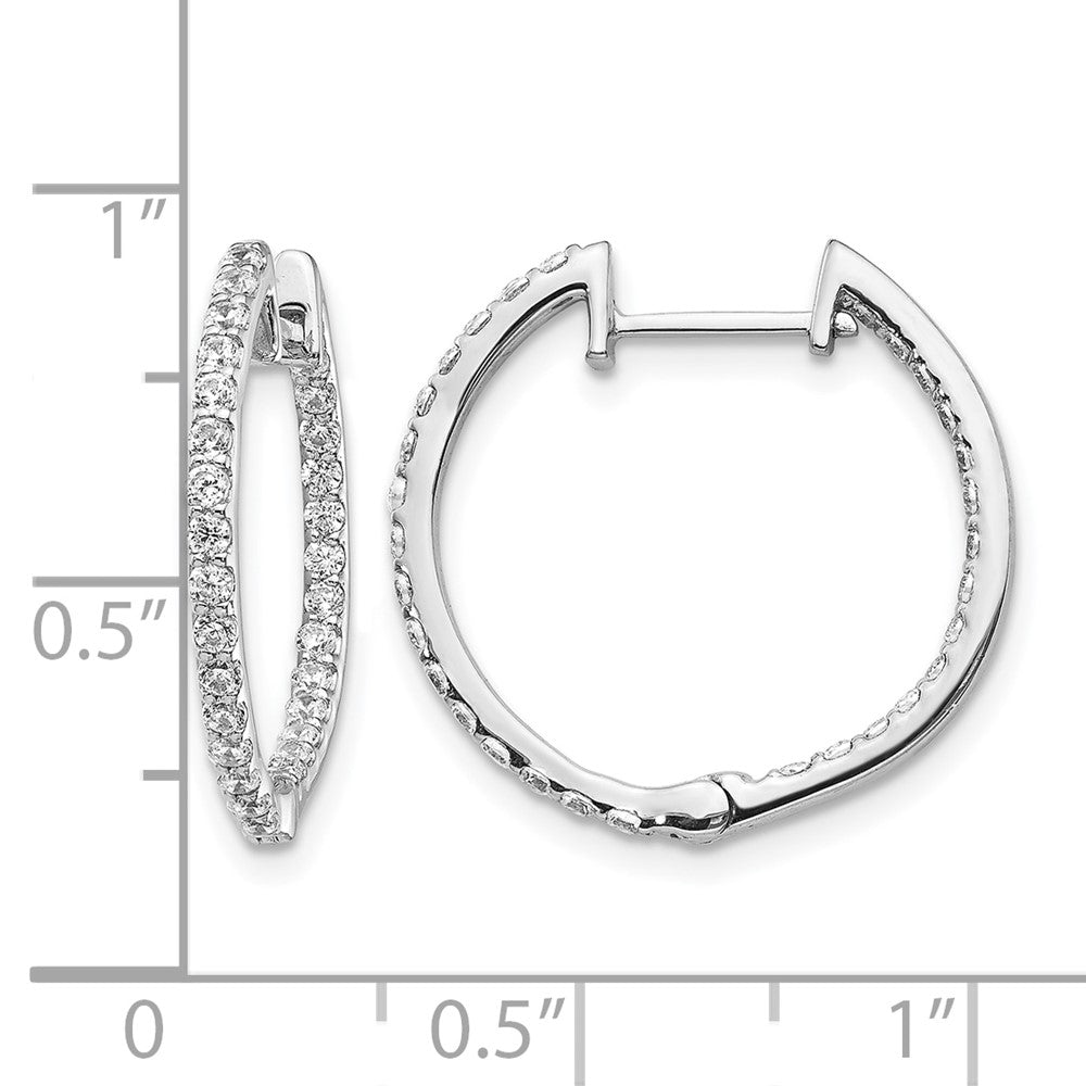 14k White Gold Diamond In/Out Hinged Hoop Earrings
