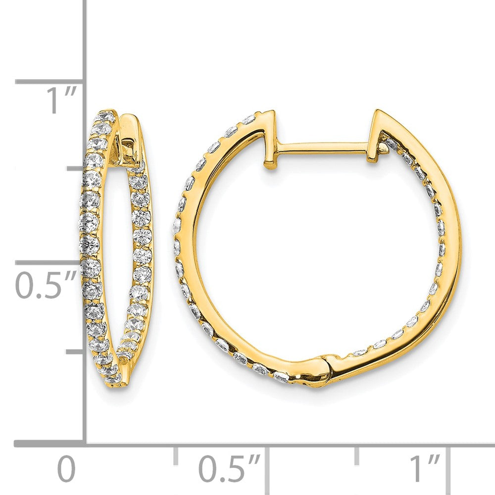 14k Diamond In/Out Hinged Hoop Earrings
