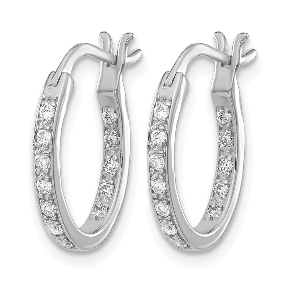 14k White Gold Diamond In/Out Hoop Earrings