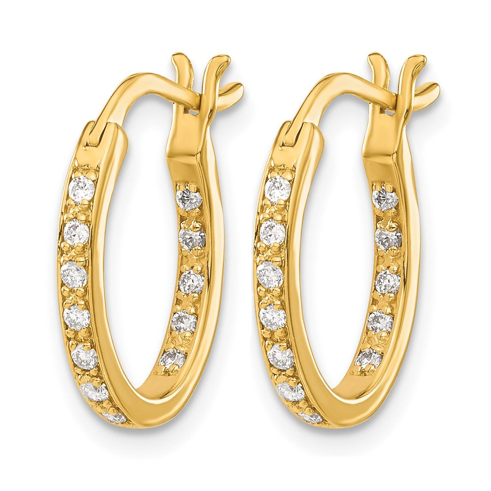 14k Diamond In/Out Hoop Earrings