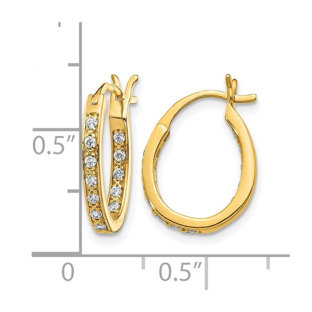 14k Diamond In/Out Hoop Earrings