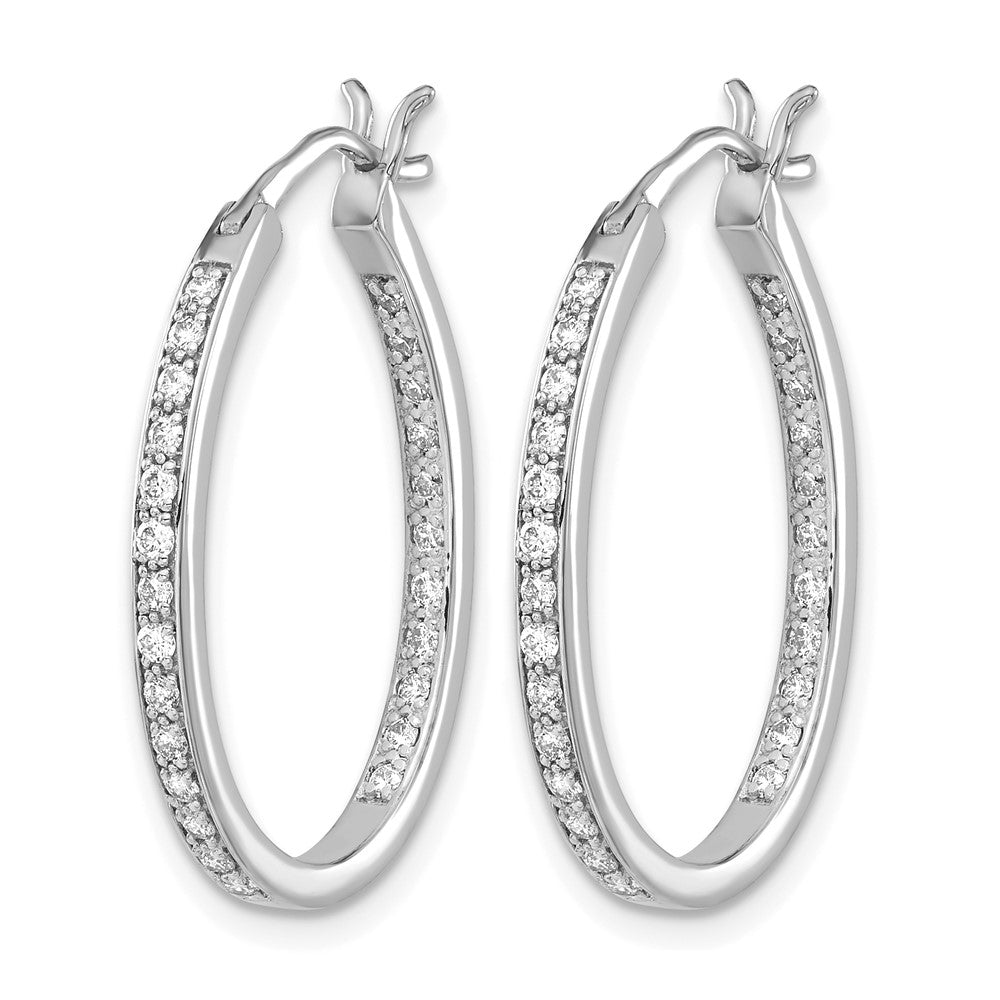14k White Gold Diamond In/Out Hoop Earrings