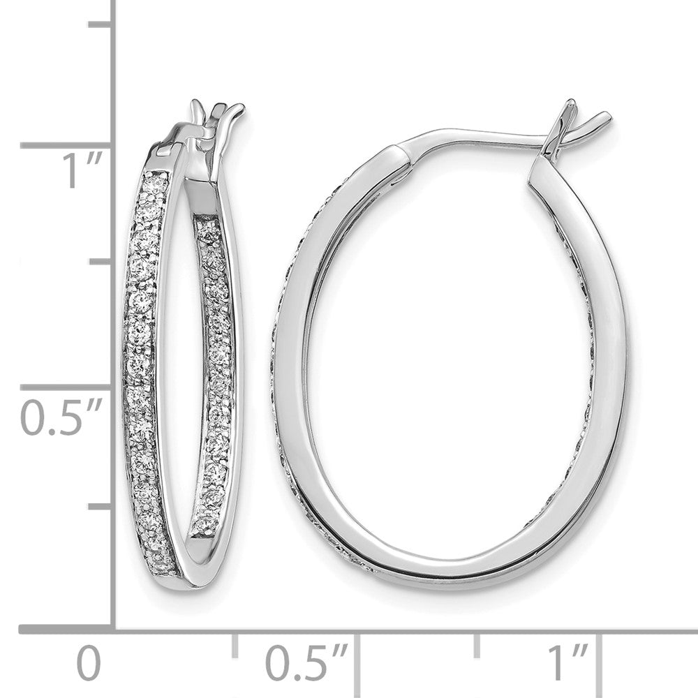14k White Gold Diamond In/Out Hoop Earrings
