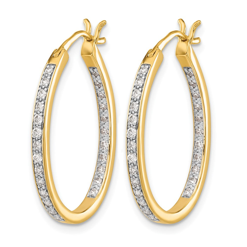 14k Diamond In/Out Hoop Earrings