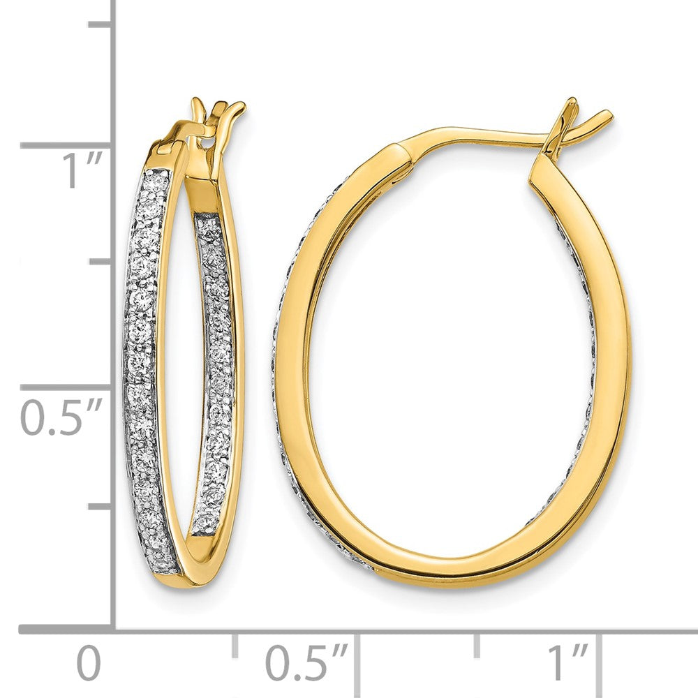 14k Diamond In/Out Hoop Earrings