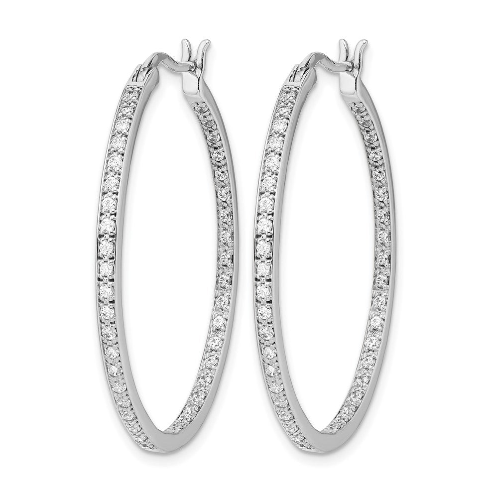 14k White Gold Diamond In/Out Hoop Earrings