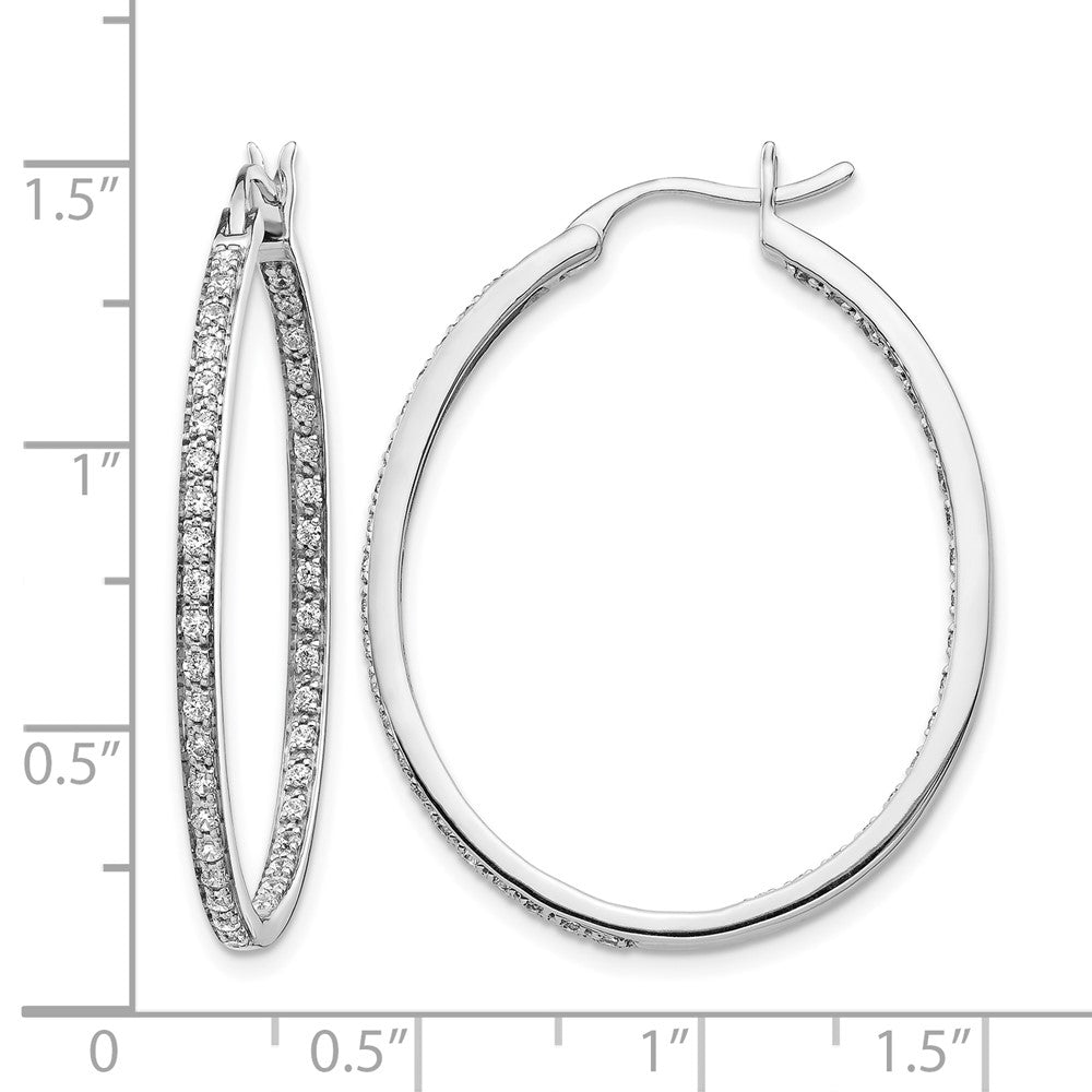 14k White Gold Diamond In/Out Hoop Earrings