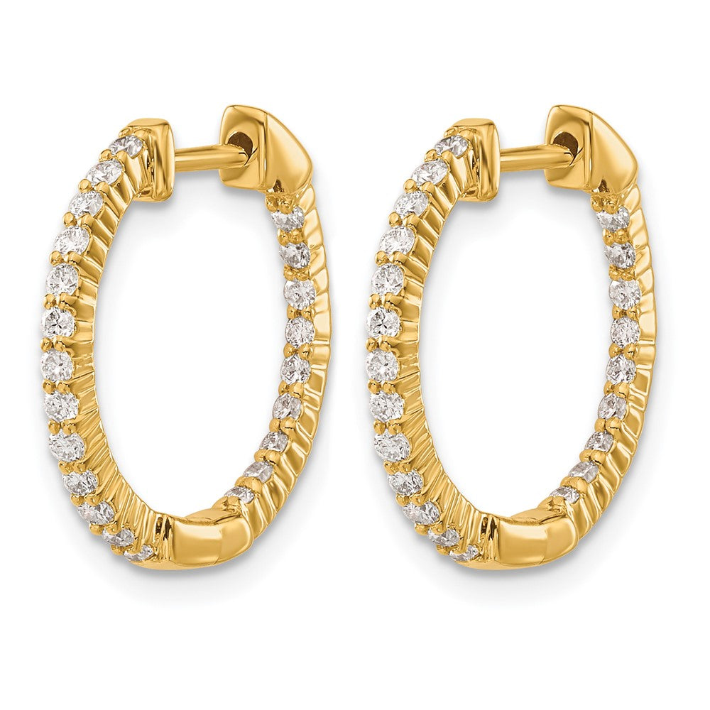 10k Gold Polished Diamond In/Out Hinged Hoop Earrings