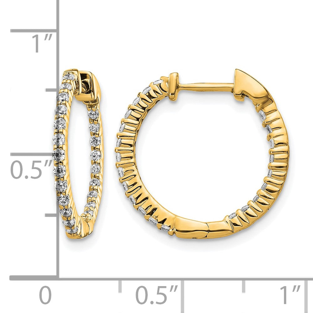 10k Gold Polished Diamond In/Out Hinged Hoop Earrings