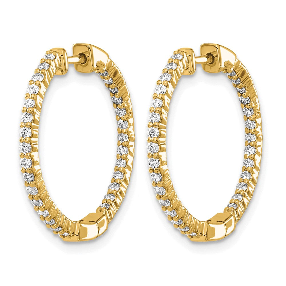 10k Gold Polished Diamond In/Out Hinged Hoop Earrings