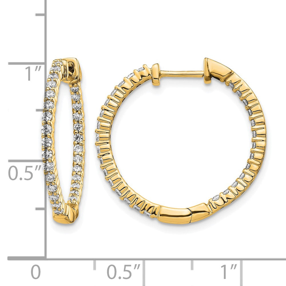 10k Gold Polished Diamond In/Out Hinged Hoop Earrings