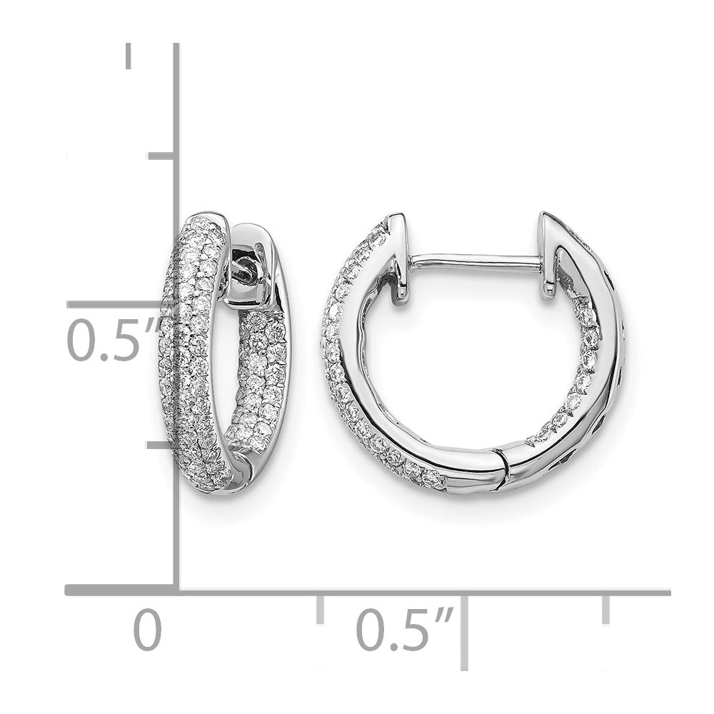 10k White Gold Diamond In/Out Hinged Hoop Earrings