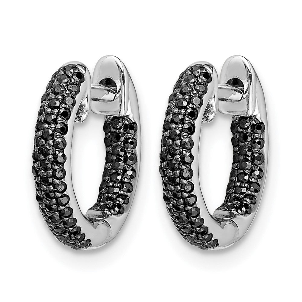 14k White Gold Diamond Hinged Hoop Earrings