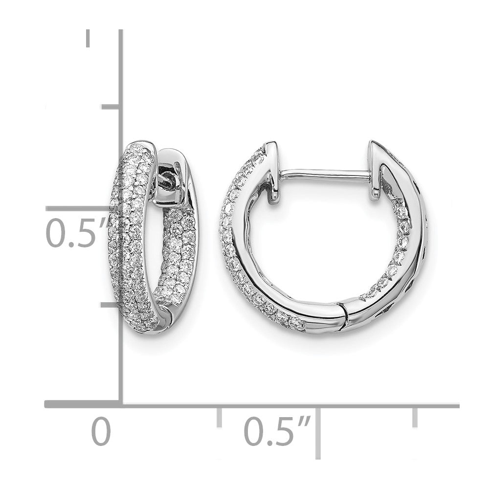 14k White Gold Diamond Hinged Hoop Earrings