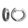 10k White Gold Black Diamond In/Out Hinged Hoop Earrings