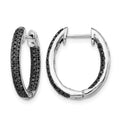 14k White Gold, All Black Diamond In/Out Hoop Earrings