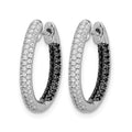 14k White Gold Black and White Diamond In/Out Hoop Earrings