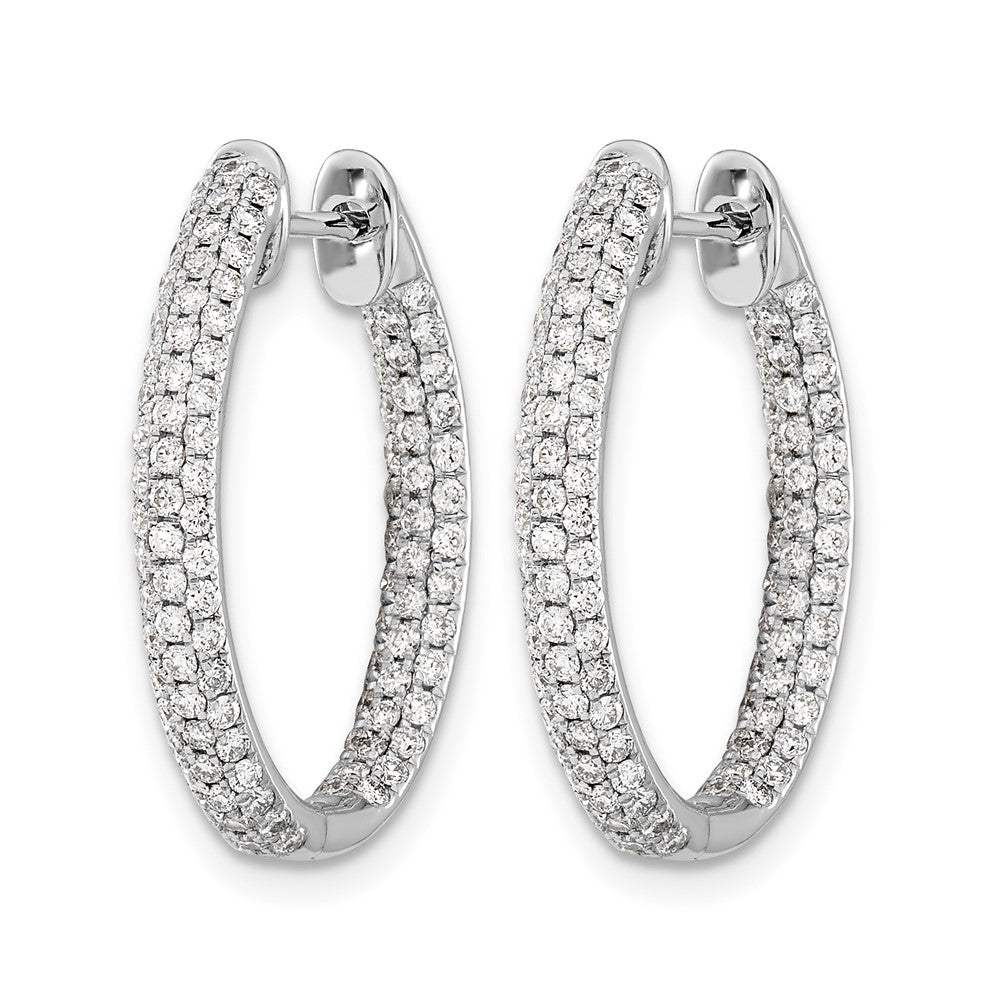 14k White Gold Diamond In/Out Hinged Hoop Earrings