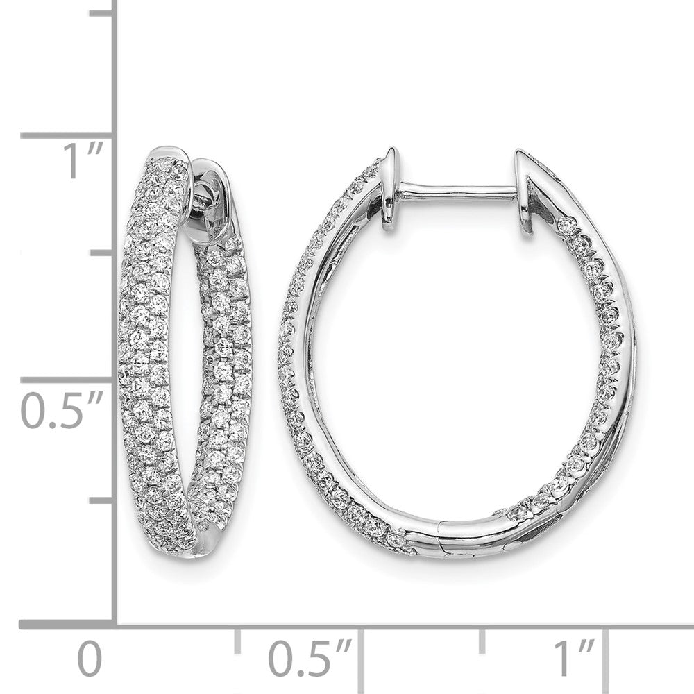 14k White Gold Diamond In/Out Hinged Hoop Earrings